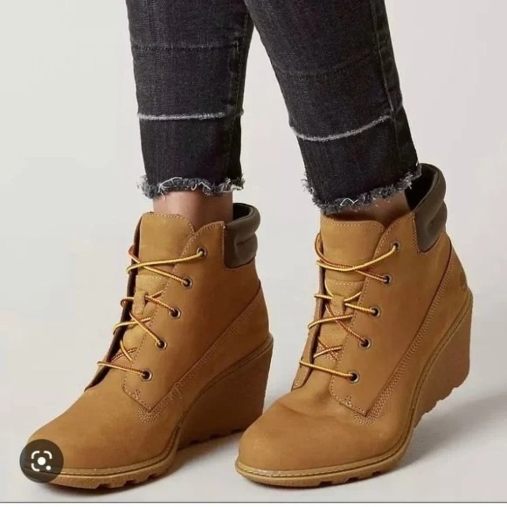 Timberland 7 Wheat Booties‎ Wedge Ankle Boots Leather 6 in Chukka AMSTON
